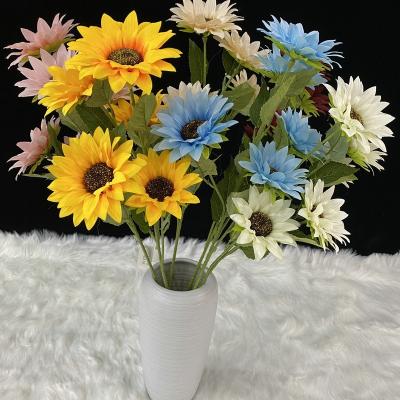 China Simulation Sunflower Main House 5 Bouquet TONGFENG Artificial Decorative Flowers Sell Rose Dried Flower Indoor Wholesale Arrangement for sale