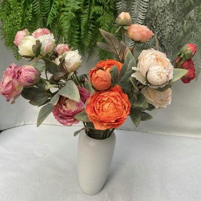 China Wholesale indoor dry flower bouquet TONGFENG 3 bouquet artificial silk peony wedding party main photography props decorative for sale