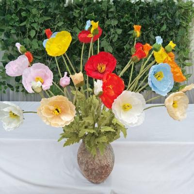 China TONGFENG 2 Bouquet Large Bifurcated Poppy Wedding Party Decorative Photography Artificial Silk Props Indoor Dry Flower Ornaments for sale