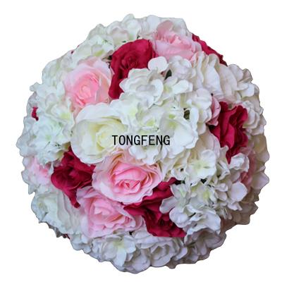 China Artificial Flower Ball Runner Arch Wall Panel Rose Kiss Ball Table Centerpiece Flower Head Wedding Party Decoration TONGFENG Mixc for sale