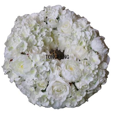 China TONGFENG Ivory Flower Head 45CM Flower Head Garland Wreath Table Centerpiece Arch Wall Panel Runner TONGFENG for sale