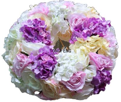 China TONGFENG Artificial Flower Head Mix Flower Wedding Party Decoration Rose Table Centerpiece Arch Wall Rose Panel Runner Garland Wreath for sale