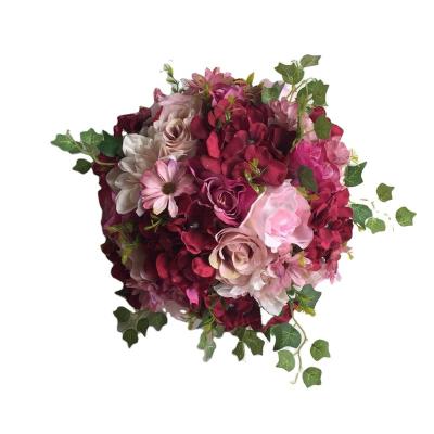 China 30CM Flower Head Rose Flower Wedding Party Decoration Road Lead Artificial Rose Ball Table Centerpiece Arch Wall Panel Runner TONGFENG for sale