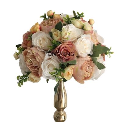 China 30CM Flower Head Rose Flower Wedding Party Decoration Road Lead Artificial Rose Ball Table Centerpiece Arch Wall Panel Runner TONGFENG for sale