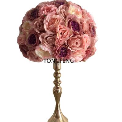 China 45CM Flower Head Flower Wedding Party Decoration Pink Road Lead Artificial Rose Ball Table Centerpiece Arch Wall Panel Runner TONGFENG for sale