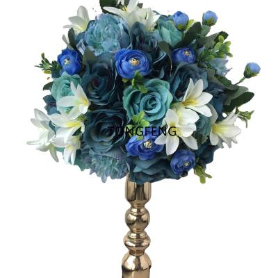 China Blue Flower Head 30CM Wedding Party Decoration Road Lead Artificial Rose Ball Table Centerpiece Arch Wall Panel Runner TONGFENG for sale