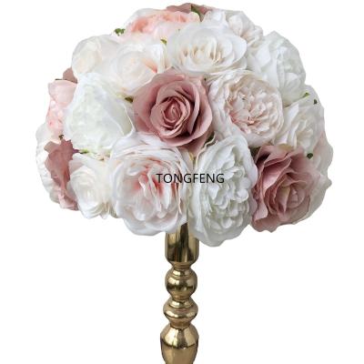 China 35CM Flower Head Rose Flower Wedding Party Decoration Road Lead Artificial Rose Ball Table Centerpiece Arch Wall Panel Runner TONGFENG for sale