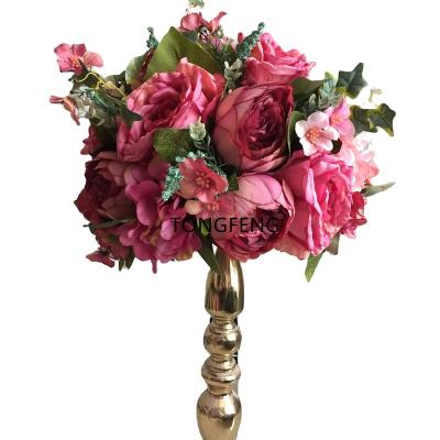 China 30CM Flower Head Rose Flower Wedding Party Decoration Road Lead Artificial Rose Ball Table Centerpiece Arch Wall Panel Runner TONGFENG for sale