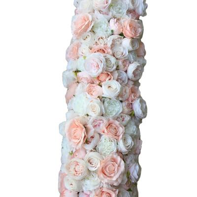 China 3D Plants Ivory Pink Artificial Backdrop TONGFENG Flower Head TONGFENG Flower Wall Garlands Decorative Row Panel Arch Party Flower Wall Wedding for sale