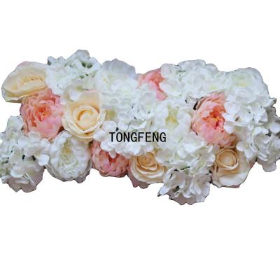 China 3D Artificial Plants Backdrop Flower Head TONGFENG Rose Flowers Garlands Panel Arch Party Flower Wall Wedding Decorative for sale