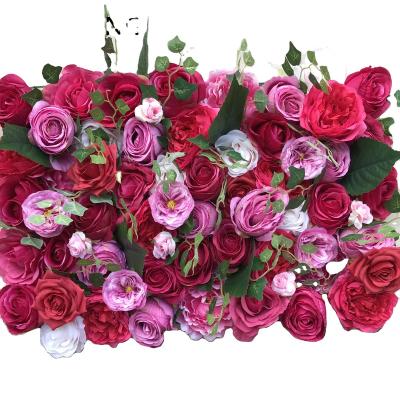 China TONGFENG Rose Peony 3D Artificial Silk Flower Wall Wedding Backdrop Decoration Flower Panel Runner Party Flower Head Rose Flowers for sale