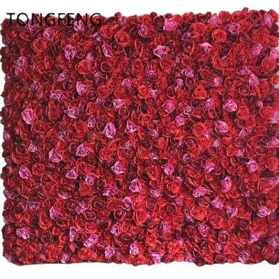 China Flower Panel Runner Party Flower Wall Decorative Wedding 3D Artificial Plants Red Backdrop Flower Head TONGFENG Garlands Flowers for sale