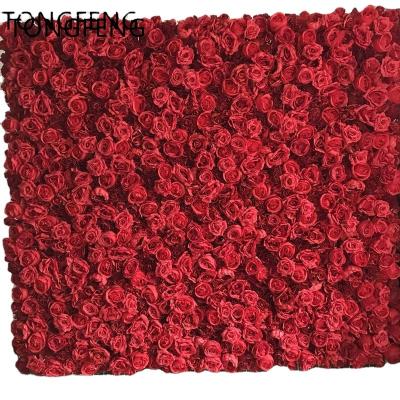 China Flower Panel Runner Party Flower Wall Decorative Wedding 3D Artificial Plants Red Backdrop Flower Head TONGFENG Garlands Flowers for sale