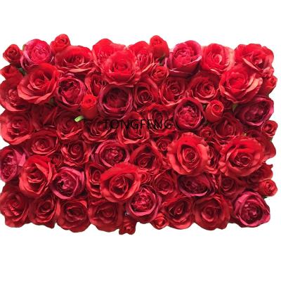 China Flower Panel Runner Party Flower Wall Decorative Wedding 3D Artificial Plants Red Backdrop Flower Head TONGFENG Garlands Flowers for sale