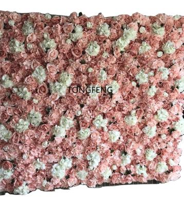 China TONGFENG Rose Peony 3D Artificial Silk Flower Wall Wedding Backdrop Decoration Flower Panel Runner Party Flower Head Rose Flowers for sale