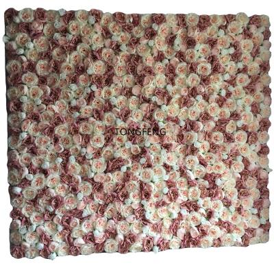 China TONGFENG Rose Peony 3D Artificial Silk Flower Wall Wedding Backdrop Decoration Flower Panel Runner Party Flower Head Rose Flowers for sale