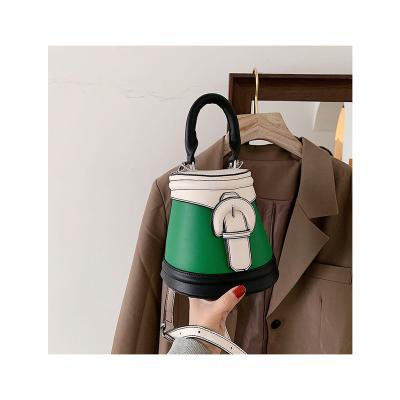 China Fashion Drop Shipping Small Cute Bucket Handbags Young Ladies Contrast Color Cross - Luxury Body Bag Bucket Purses For Girls for sale