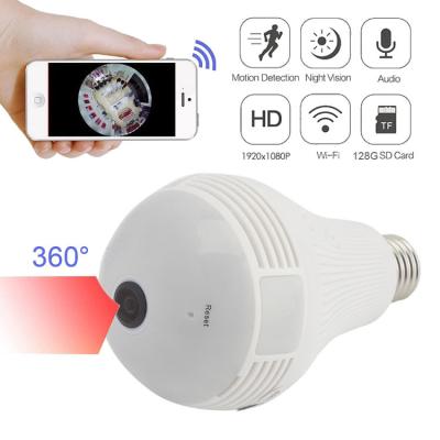 China 360 Degree Motion Detection Panoramic Infrared Bulb Smart Security Camera Bulb Camera 1080p 2 Way Wifi CCTV Spy Audio Security Cameras for sale