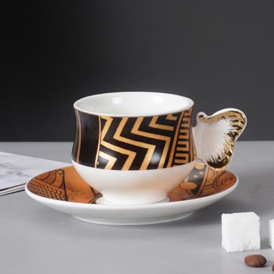 China Warehouse Viable Modern European Style Cheap China Milk Coffee Tea Cup And Saucer Set for sale