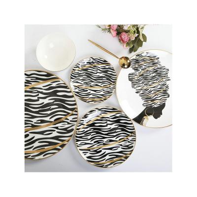 China Factory Price Sustainable Decorative Dinnerware Sets 2022 Wedding Dish Bone China Dinner Plates Sets for sale