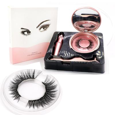 China Wholesale 3D Mink Magnetic Eyelashes Set With Tweezers Natural Long Eyeliner for sale