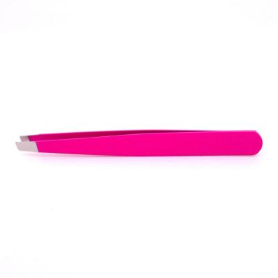 China Profesional Eyebrow Private Label Tipped Pink Stainless Steel Eyebrow Tweezers for sale