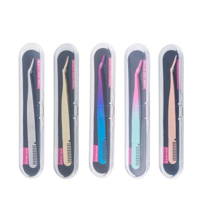 China Custom Eyebrow Wholesale Private Label Volume Eyelash Extension Tweezers Paint With Case for sale