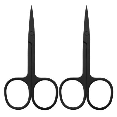 China Right Handed Scissors Factory Cost Custom Mini Stainless Steel Curved Black Beauty Eyebrow Scissors for sale