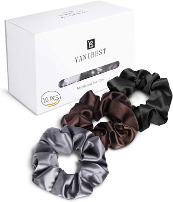 China European and American Silk Hair Scrunchies 100% Silk Hair Scrunchies 22 mm Style Muti-colors 3.5cm for sale