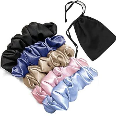 China Soft Hot Selling Silk Hair Scrunchies For Big 100 Ponytail Silk Big Holder Ties Curly Hair Elastic Hair Shakes Gather For Women for sale