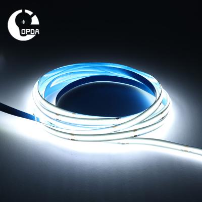 China Hotel Dc12v 24v 8mm High Density Dotless Cob Led Flexible Strips 180 Degree Angle for sale