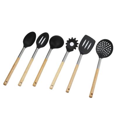 China 6pcs workable in wooden handle 1set cookware tools in kitchen for sale