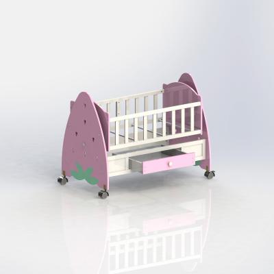 China Eco-friendly Four In One High Grade Cartoon Design Baby Crib Furniture Pine Wood Crib Cradle for sale