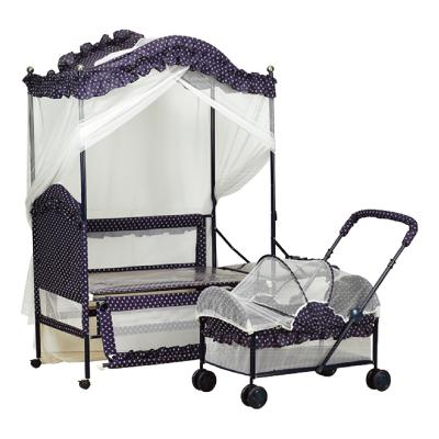 China Eco-friendly Metal Crib Kids Bed With Mosquito Net And Drawer Portable Crib Maker for sale