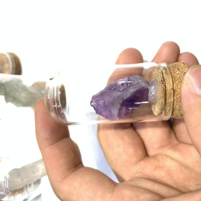 China China Natural Quartz Bottle White Purple Cluster Healing Palm Stone Art Crystal Craft Mineral Price for sale