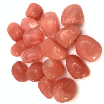 China 2021 China Jewelry Engrave Natural Bearing Crystal Tumbled Semi-precious Red Quartz Stones for sale