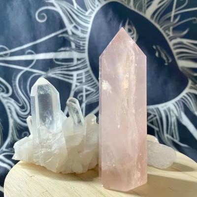 China Natural Pink China Post Scepter Healing Ornament Healing Magic Wand Crystal Point for sale