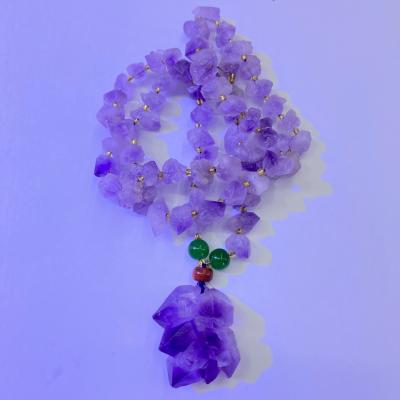 China China New Arrival Natural Amethyst Crystal Cluster Stone Gift Pendant Irregular Necklace for sale