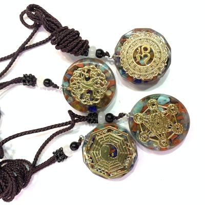 China New China Style 7 Color Chakra Healing Lucky Natural Round Stone Crystal Pendant Necklace for sale