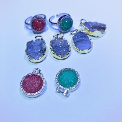 China China Wholesale Healing Plated Necklace Opens Polished Carved Crystal Ring Pendant for sale