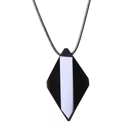 China CLASSIC Exquisite Choker Obsidian Healing Diamond Cut Angled Charm Polished Crystal Pendant Necklace for sale