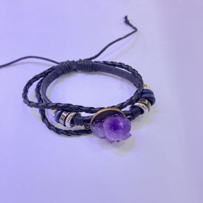 China Wholesale Luxury Personal Amethyst Romantic Crystal Stone String Bracelet Natural Irregular for sale