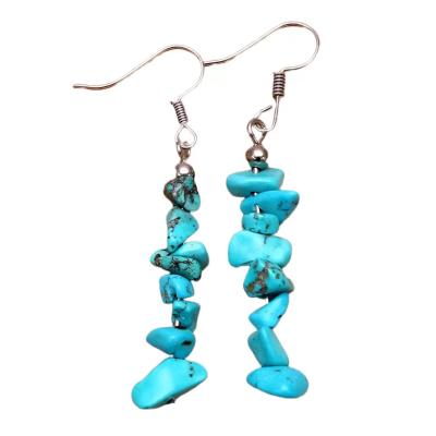 China Vintage Fashion Semi Precious Multicolor Small Gravel Blue Crystal Stone Long Earrings for sale