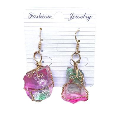 China Original Natural Exquisite Natural Mateiral Crystal Lucky Colorful Crystal Polished Vintage Finding Crystal Earrings for sale