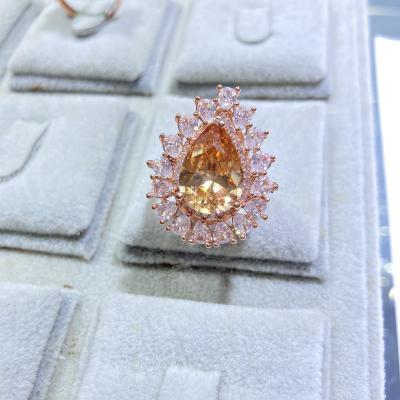 China Gem Stylish CLASSIC Semi-precious Yellow Glass Drop Shaped Natural Popular Crystal Stone Ring for sale