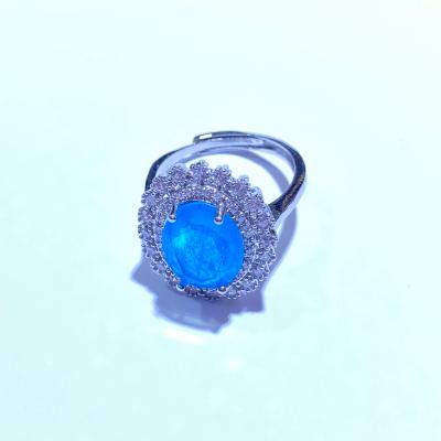 China New Popular Angle Cut Romantic Queen Blue Glass Jewelry Luxury Natural Crystal Ring For Ladies for sale