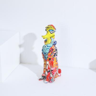 China Promotional Figurine Abstract Dog Poodle Design Europe Graffiti Home Decor for sale