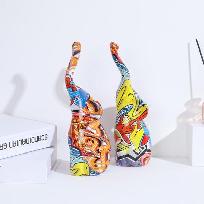 China Europe High Quality Water Transfer Printing Modern Resin Elephant Resin Sculpture Home Decor for sale