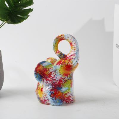 China New Europe Design Graffiti Modern Home Decor Resin Mold Elephant Figurine Statue for sale