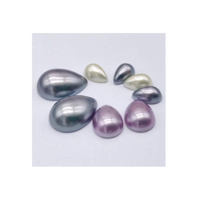 China DIY Jewelry Making Good Quality And Good Price Teardrop Bright Imitation Pearl With Half Hook Rainbow Fake Nail Art Plastic Round Beads for sale